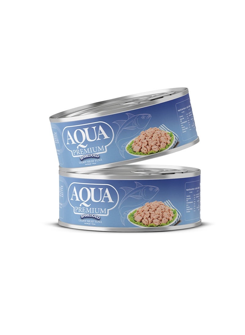 AQUA PREMIUM Shredded Tuna Light Meat easy open 140grams Pack of 2 - Image 1